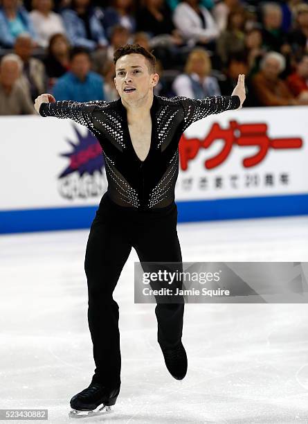 Adam Rippon of Team North America competes in the Men's Singles Short Program on day 1 of the KOSE Team Challenge at Spokane Arena on April 22, 2016...