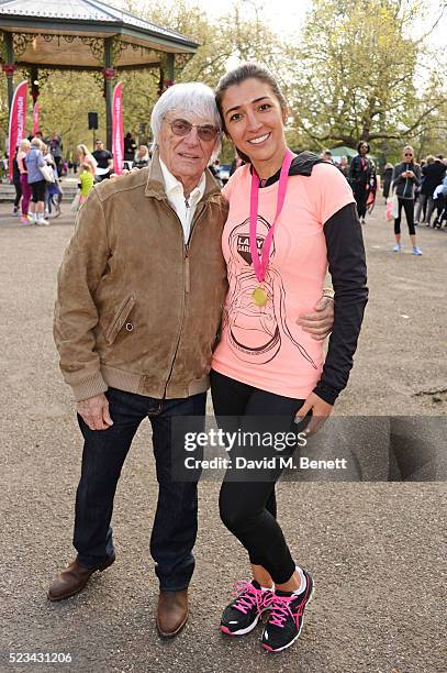 Bernie Ecclestone and Fabiana Flosi attend the Lady Garden 5K Fun Run in aid of Silent No More Gynaecological Cancer Fund in Battersea Park on April...