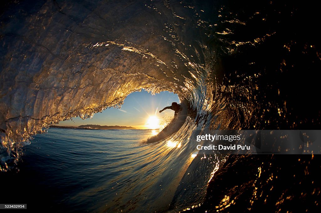 Surfer cutting back on a wave