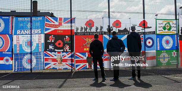 Rangers Fans start to arrive at Ibrox stadium before the Scottish Championship match between Rangers and Alloa at Ibrox Stadium on April 23, 2016 in...