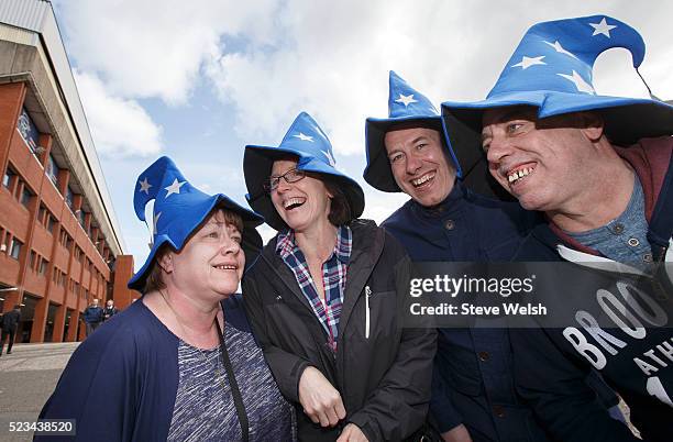 Rangers Fans start to arrive at Ibrox stadium before the Scottish Championship match between Rangers and Alloa at Ibrox Stadium on April 23, 2016 in...