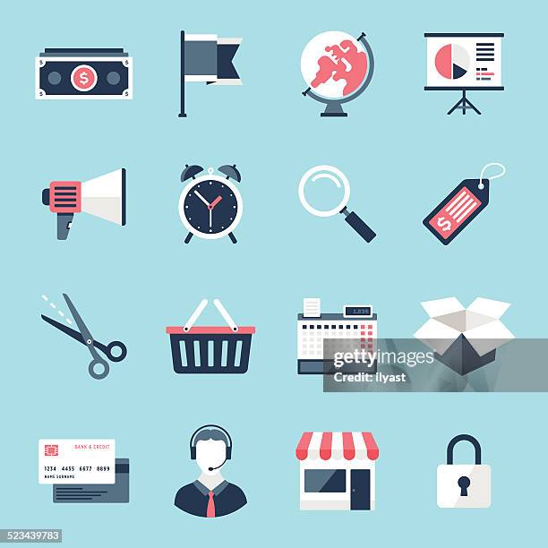 shopping and commerce icons - global technical support stock illustrations