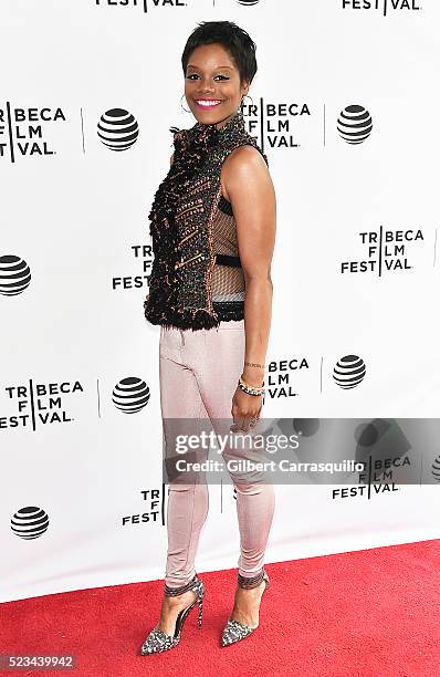 Actress Afton Williamson attends Tribeca Tune In: 'The Night Of' Screening during 2016 Tribeca Film Festival at SVA Theatre 1 on April 22, 2016 in...