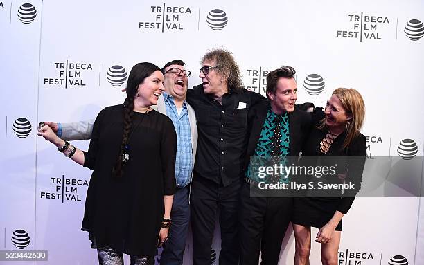 Sal Scamardo, Mick Rock, Barnaby Clay and Marisa Polvino attend "SHOT! The Psycho-Spiritual Mantra Of Rock" Screening during 2016 Tribeca Film...