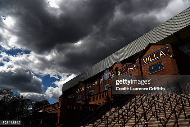 General view of cloudy skies over the stadium prior to the Barclays Premier League match between Aston Villa and Southampton at Villa Park on April...