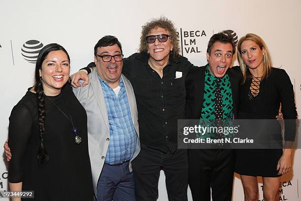 2nd L Producer Sal Scamardo, Mick Rock director Barnaby Clay and producer Marisa Polvino attend the screening of "SHOT! The Psycho-Spiritual Mantra...