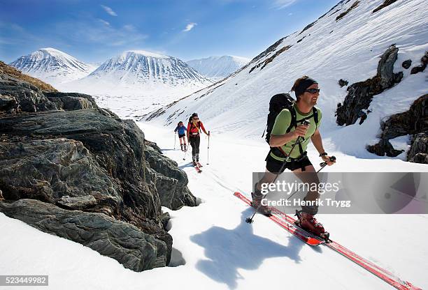 spring ski touring in sweden - off piste stock pictures, royalty-free photos & images