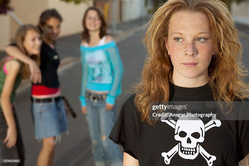 Bullies taunting preteen girl