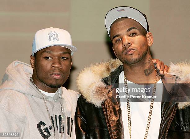 Rappers 50 Cent and The Game make an appearance at the Schomburg Center For Research in Black Culture to announce they will put their differences...