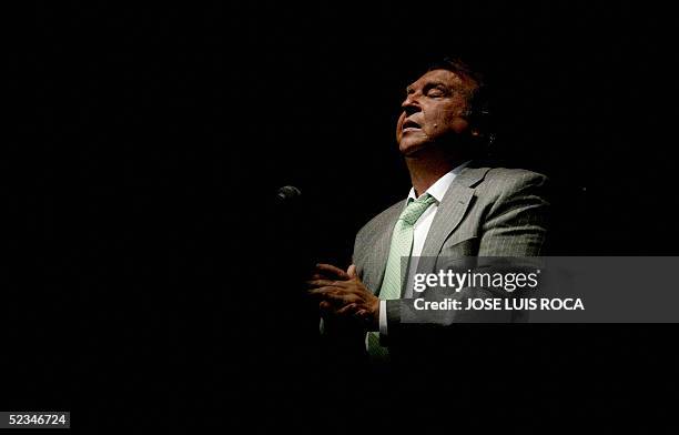 Spanish Flamenco singer Juan Pena "El Lebrijano" performs during a flamenco festival in Jerez, southern Spain, 09 March 2005. AFP PHOTO/ JOSE LUIS...