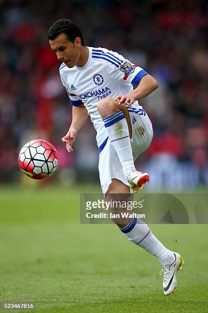 Pedro of Chelsea in action during the Barclays Premier League match between A.F.C. Bournemouth and Chelsea at the Vitality Stadium on April 23, 2016...