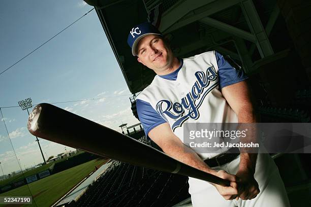 Mike Sweeney of the Kansas City Royals poses for a portrait during Spring Training Photo Day at Surprise Stadium on February 26, 2005 in Surprise,...