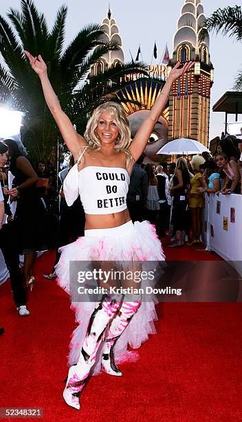Courtney Act arrives at the inaugural MTV Australia Video Music Awards at Luna Park on March 3, 2005 in Sydney, Australia.