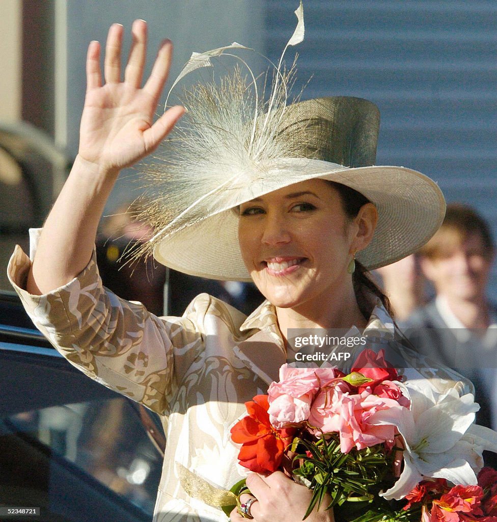 Crown Princess Mary of Denmark waves to