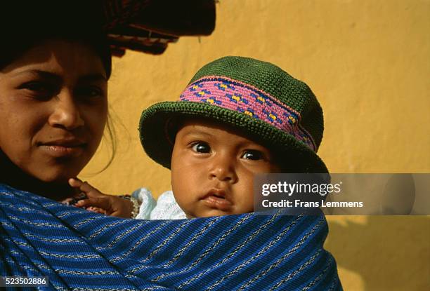 maya mother with baby - guatemala family stock pictures, royalty-free photos & images