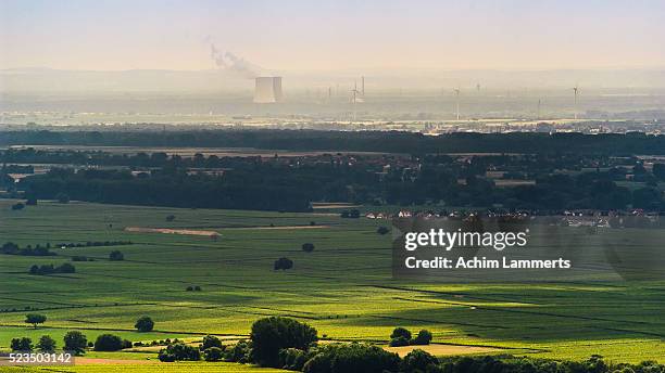 landscape with nuclear power station - achim lammerts stock pictures, royalty-free photos & images