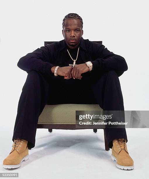 Jermaine O'Neal poses for a photo during the 2005 NBA All-Star Media Availability portrait session on February 18, 2005 at The Westin Hotel in Dever,...