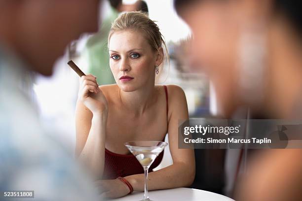 woman at bar - cigar stock pictures, royalty-free photos & images