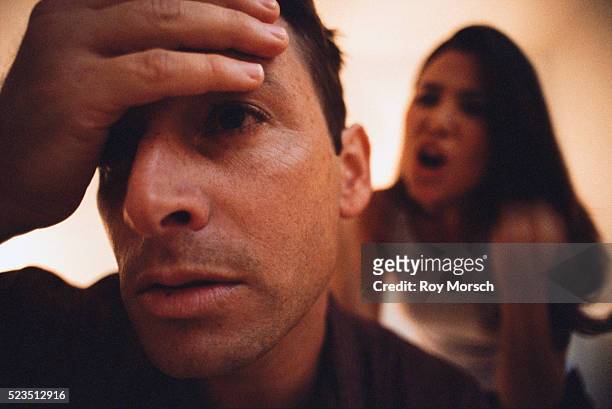 woman yelling at man - couple face to face stock pictures, royalty-free photos & images