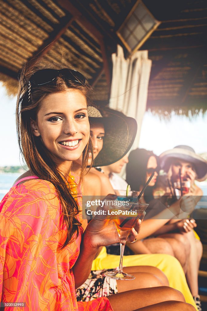 Group of friends toasting at birthday party