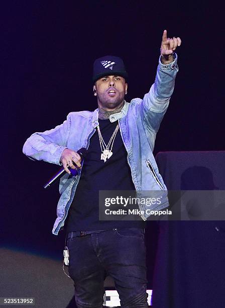 Nicky Jam performs at Mega Mezcla 2016 at Prudential Center on April 22, 2016 in Newark, New Jersey.