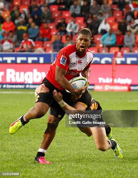 Howard Mnisi of the Emirates Lions during the Super Rugby match between Southern Kings and Emirates Lions at Nelson Mandela Bay Stadium on April 23,...