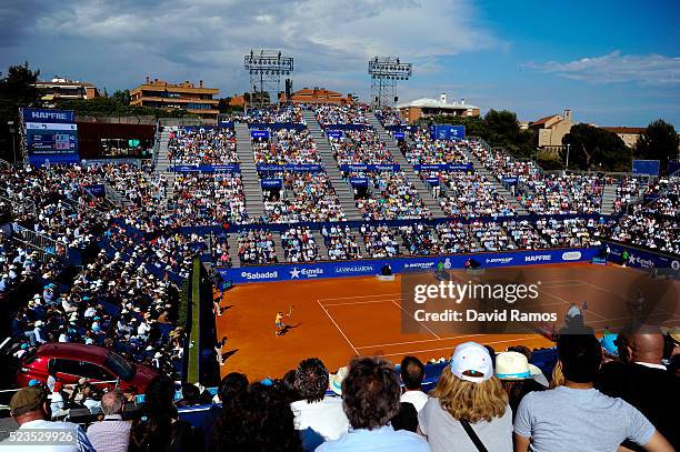 General view of the action during the match between Rafael Nadal of Spain and Philipp Kohlschreiber of Germany during day six of the Barcelona Open...