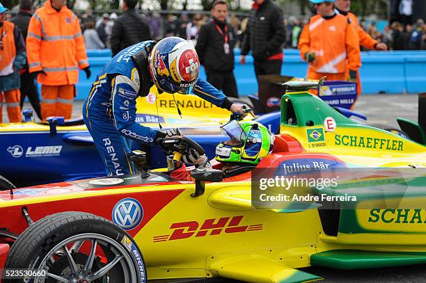 Sebastien Buemi - Renault e.Dams congratulates the winner Lucas di Grassi - ABT Schaeffler Audi Sport during the race day of the Paris Grand Prix...