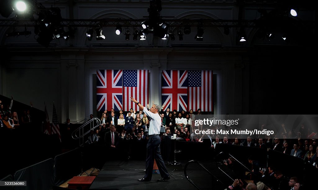 President Obama Attends Town Hall Event In Central London