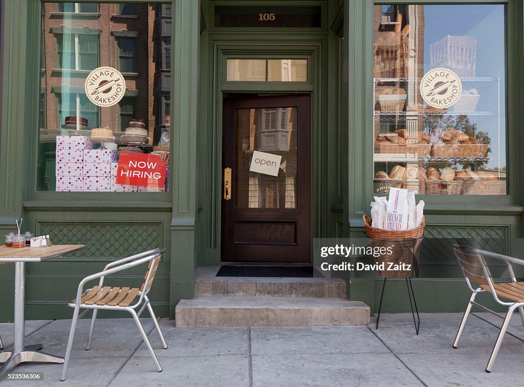 Storefront door and window display