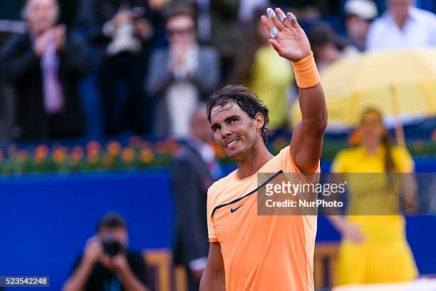 Rafael Nadal celebrates the victory during the match between Rafael Nadal vs Philipp Kohlschreiber of the Open Banc Sabadell, 64 Trophy Conde de...