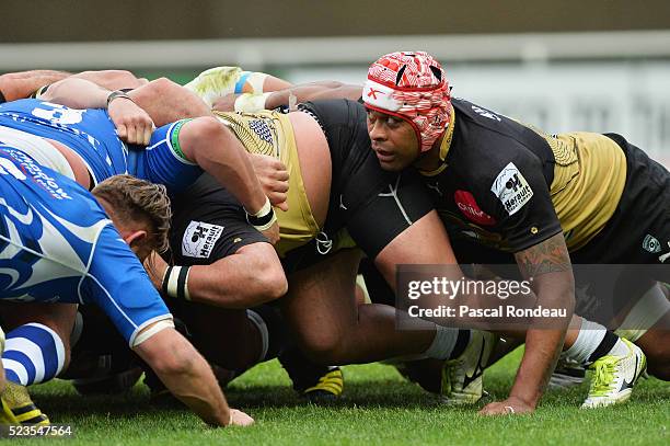 Akapusi Qera from Montpellier in action during the game between Montpellier Herault Rugby v Newport Gwent Dragons at Altrad Stadium on April 23, 2016...