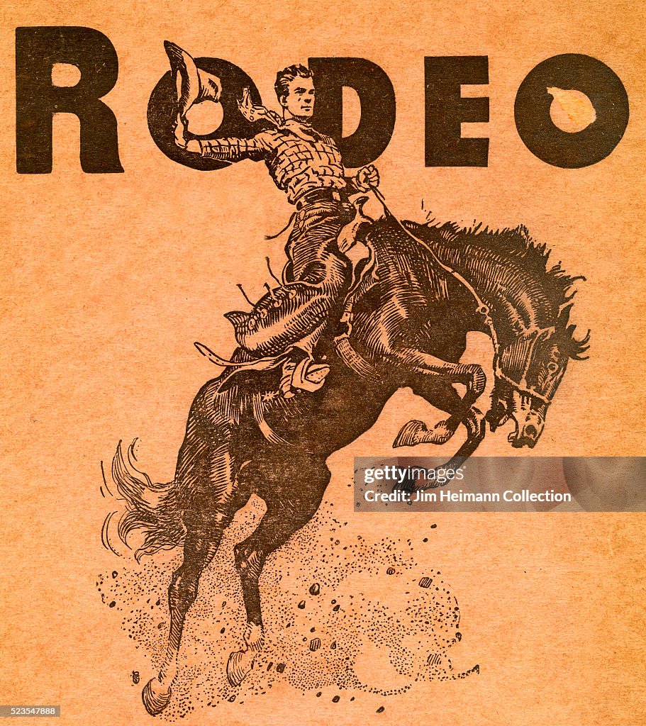 Rodeo Program Examples Illustrated rodeo program featuring a cowboy holding on to a bucking ...