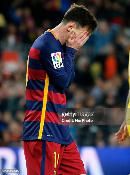 Leo Messi during the match between FC Barcelona and Sporting de Gijon, corresponding to the week 35 of the spanish league, plaed at the Camp Nou, on...