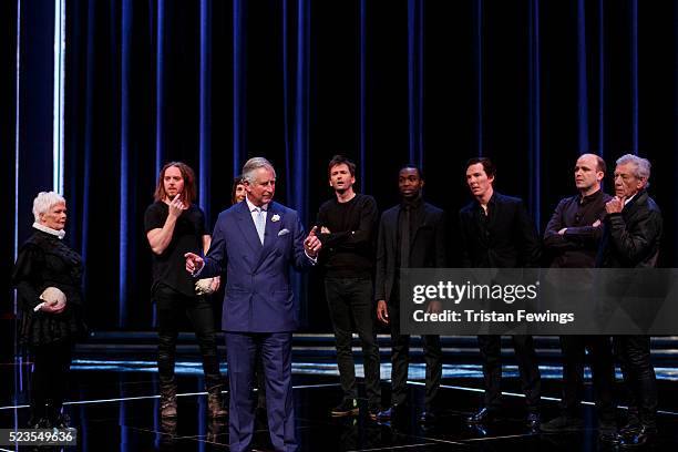 Prince Charles, Prince of Wales performs alongside Dame Judi Dench, Tim Minchin, Harriet Walter, David Tennant, Paapa Essiedu, Benedict Cumberbatch,...