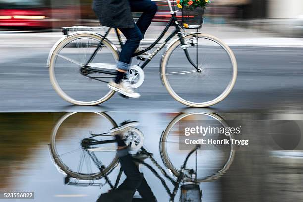biking in stockholm - bicycle lane stock pictures, royalty-free photos & images