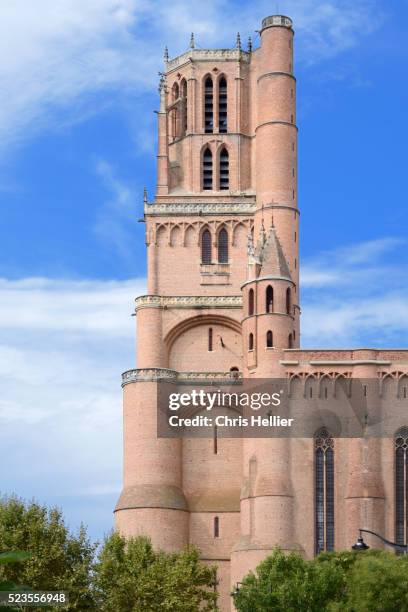 bell tower or belfry saint cecile cathedral albi france - albi stock pictures, royalty-free photos & images