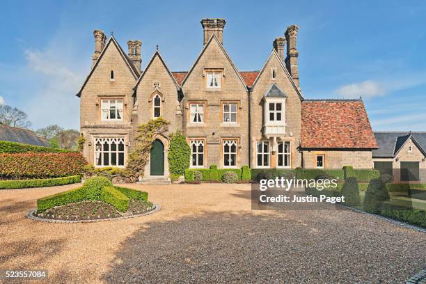 front elevation of english country home - english mansion stock pictures, royalty-free photos & images