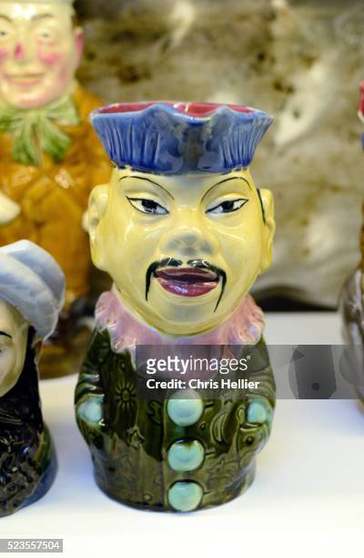 french face jug or toby jar in form of chinaman - toby jug stock pictures, royalty-free photos & images