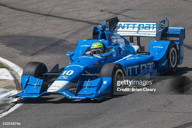 Tonay Kanaan, of Brazil, drives the Chevrolet IndyCar on the track during practice for the Honda Indy Grand Prix of Alabama at Barber Motorsports...