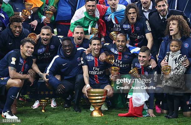 Players of PSG - Thiago Silva, Layvin Kurzawa, Jean-Kevin Augustin, Zlatan Ibrahimovic, Angel Di Maria, Lucas Moura, Marco Verratti, Salvatore...