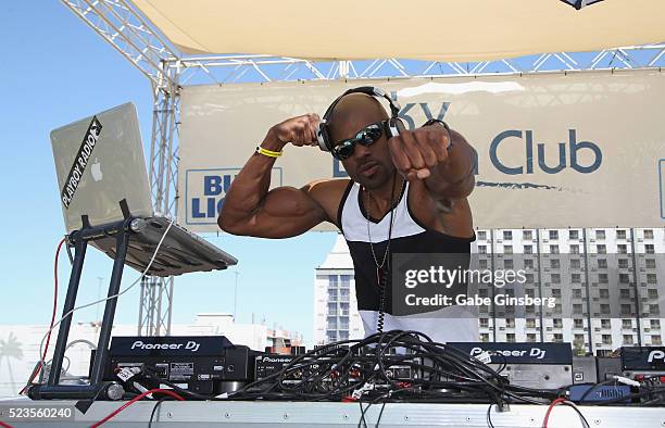 ShadowReD performs during a fight weekend pool party at Sky Beach Club at the Tropicana Las Vegas on April 23, 2016 in Las Vegas, Nevada.