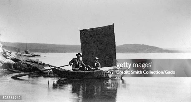 The Annie, reportedly the first boat ever launched on Yellowstone Lake, Yellowstone National Park. Image courtesy William Henry Jackson/USGS,...