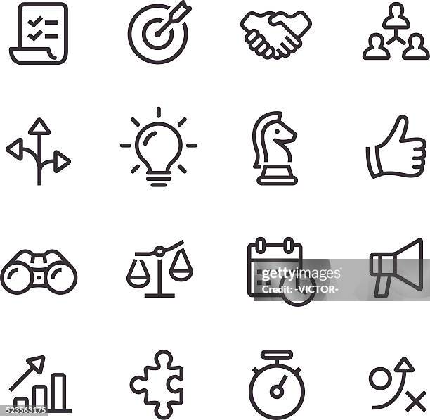 strategy and business icons - line series - binocle stock illustrations
