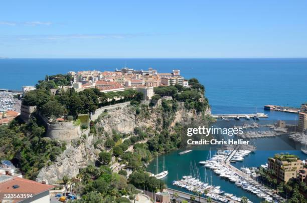 view of the rock monaco - monaco harbour stock pictures, royalty-free photos & images