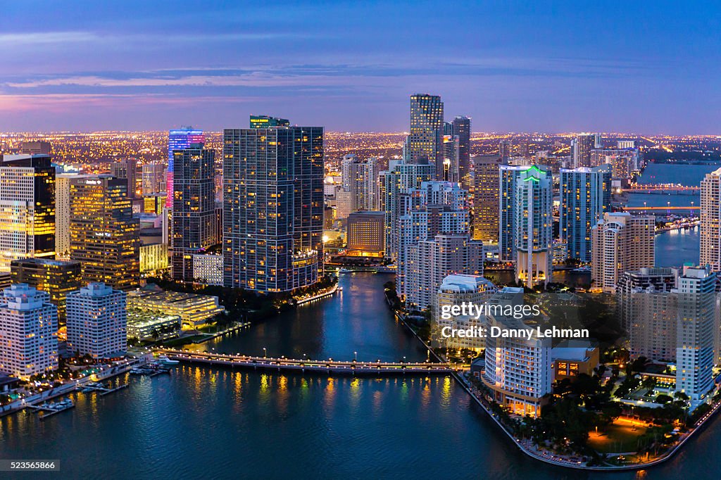 Evening Aerial View of Miami, Florida