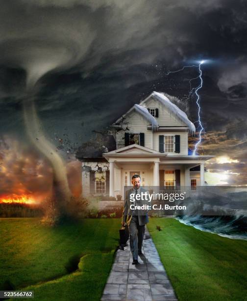 global warming disasters - natural disaster house stock pictures, royalty-free photos & images