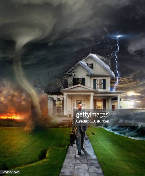 global warming disasters - house destruction stock pictures, royalty-free photos & images