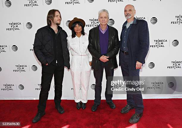 Kevin Ford, Smriti Keshari, Michael Douglas and Eric Schlosser attend Tribeca Talks: What We Talk About When We Talk About The Bomb during the 2016...