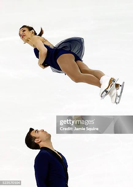 Meagan Duhamel and Eric Radford of Team North America compete in the Pairs Free Skate on day 2 of the 2016 KOSE Team Challenge Cup at Spokane Arena...